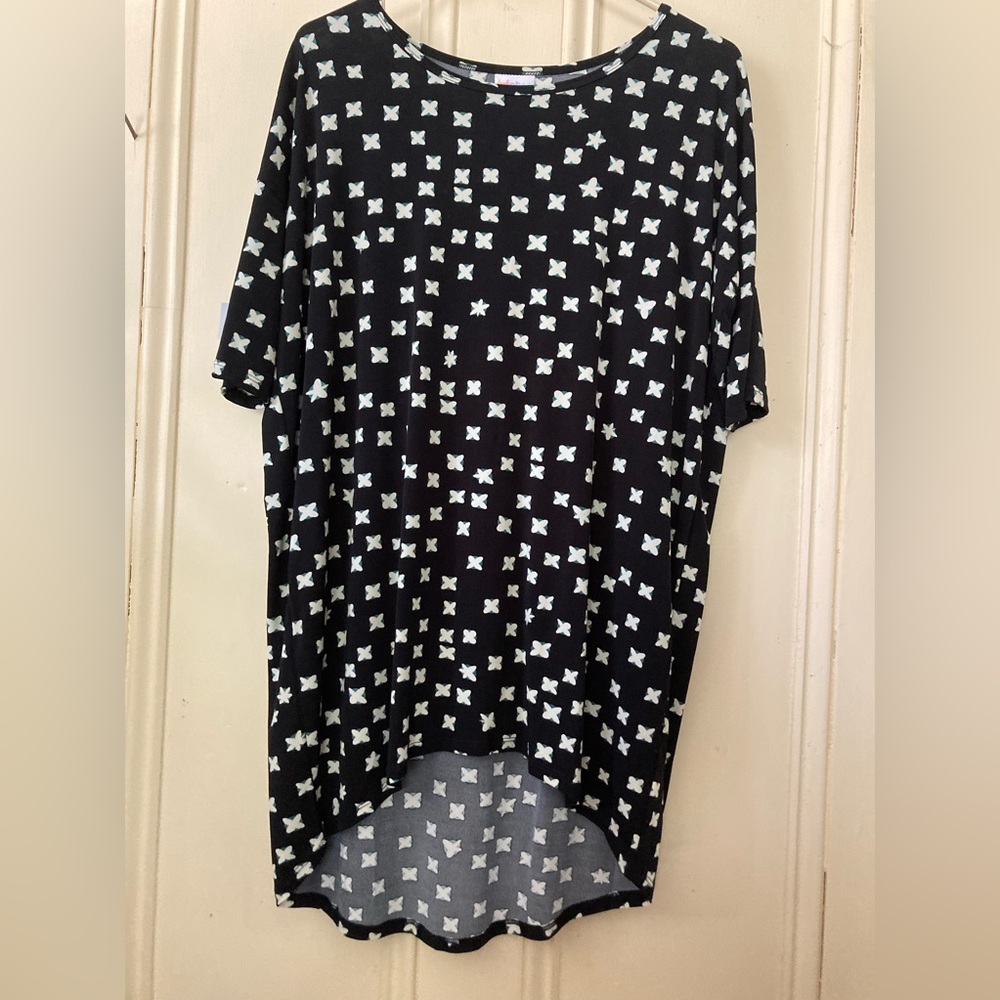 LuLaRoe Irma Tunic, XS, Black with White X Designs